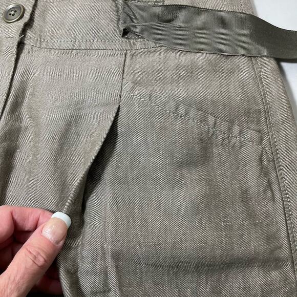 Loft Linen Blend Short Skirt Women’s Size 0 Taupe Ribbon Tie Waist Pockets NEW - Picture 4 of 8